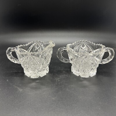 Cream And Sugar Set Cut Glass Vintage