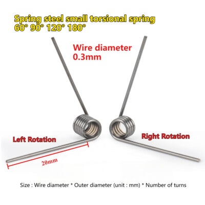 Handel With Spring Rotation 10pcs 0.3mm WD Spring steel small torsional springs Left Rotation 180 ...