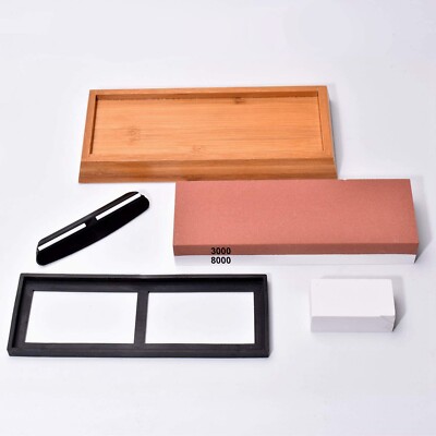 1 Pack Knife Sharpening Stone 3000/8000 Grits Double-Sided Whetstone with Non-S