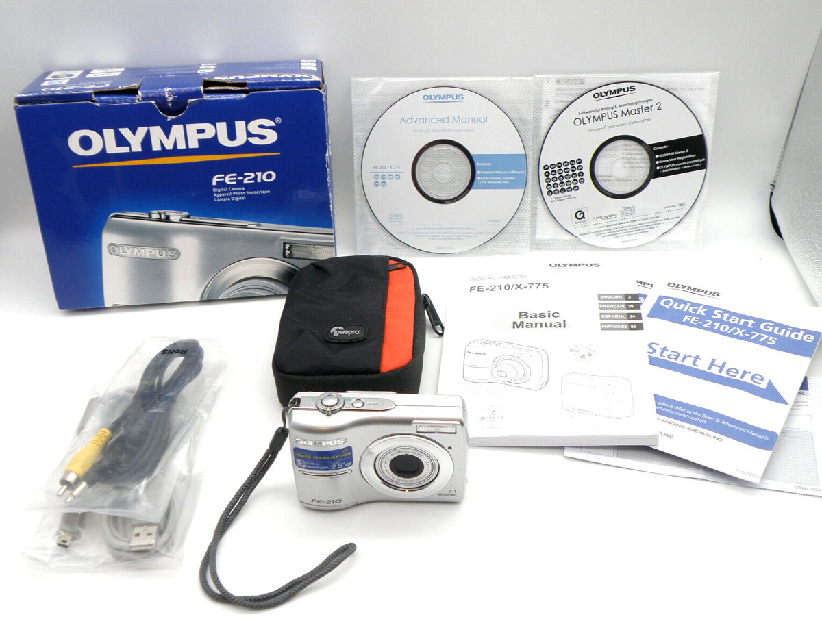 【動作保証】 オリンパス OLYMPUS FE-210 3x 単三電池仕様 同梱無料 #am6124 Olympus FE-210 7MP Digital Camera Silver w/ Box Belt Case Cables