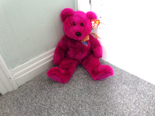 TY Beanie Buddies Collection Millennium Cerise Pink Collectable Teddy Bear Used