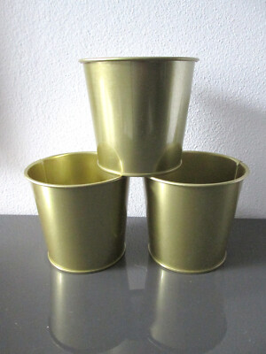 3 Ikea Daidai Metall Blumen Pflanzen Übertopf Blumentopf gold 9,5 x10,5 Deko neu