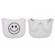 White Golf Square Mallet Center Shaft Putter Head Cover Magnetic Closure