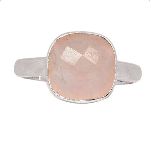 Natural Rose Quartz - Madagascar 925 Sterling Silver Ring Jewelry s.6.5 CR55498