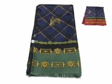 Sciarpa double seta lana uomo elegante blu verde motivo ferri di cavallo