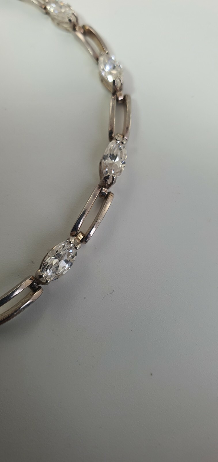Photo 8 of Sterling Silver 925 Bracelet with CZ stones, 7.75" 10g ~ B120