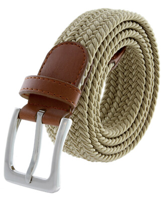 7001G Men's Stretch Belt Braided Elastic Casual Woven Canvas Fabric Belt 1-3/8''