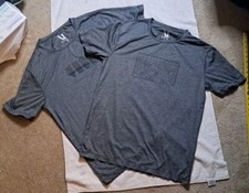 2 Vuori Graphic Print Heathered Gray Short Sleeve T Shirt Men's L Large Dry Wick