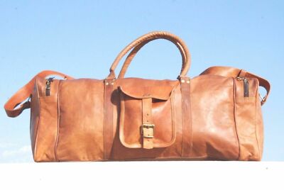 New Men's duffel genuine Leather large vintage travel gym weekend Holldall bag