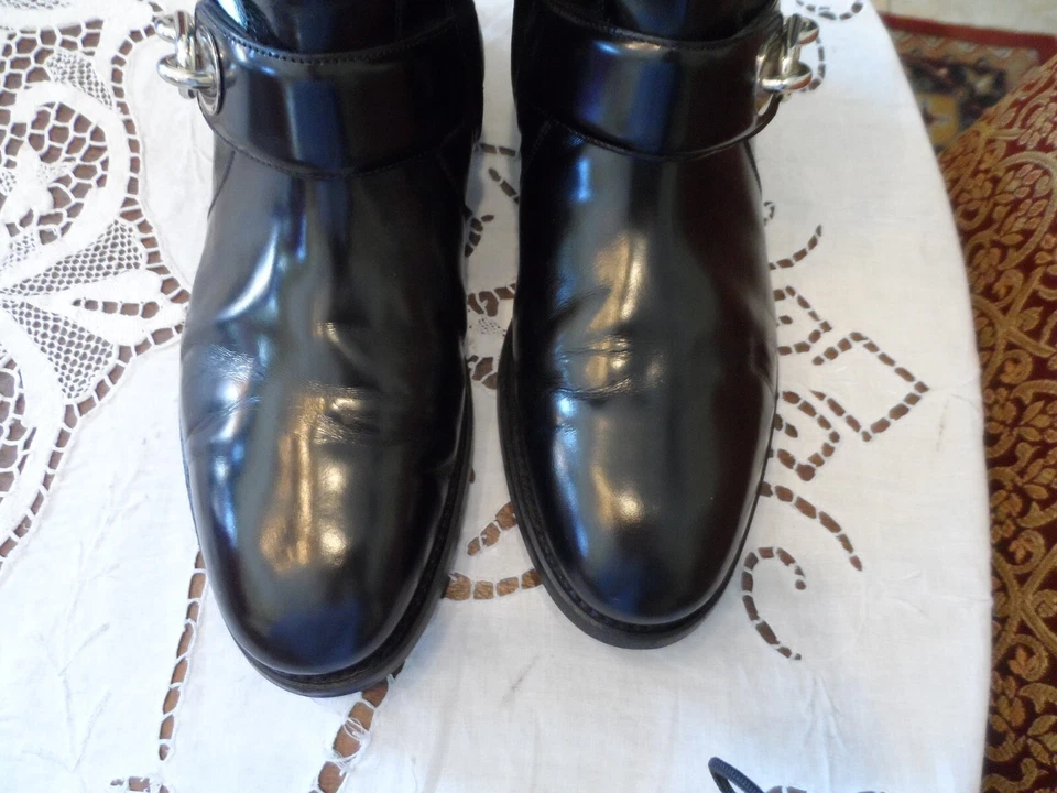 Botas de Moto Balenciaga "Goodyear" Cuero Negro Acento de Eslabones de Cadena Talla 39.5C Foto 3 de 4