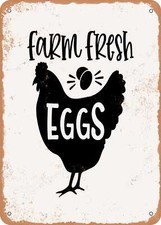 METAL SIGN - Farm Fresh Eggs - Vintage Rusty Look