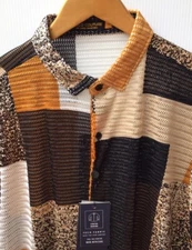 Men's Luxurious S.Couture Crochet Shirt,Italian Style,Stretch S to 2XL….A9.A