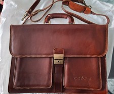 Borsa in pelle marrone marca Lancetti tipo 24 ore porta PC, elegante da ufficio 