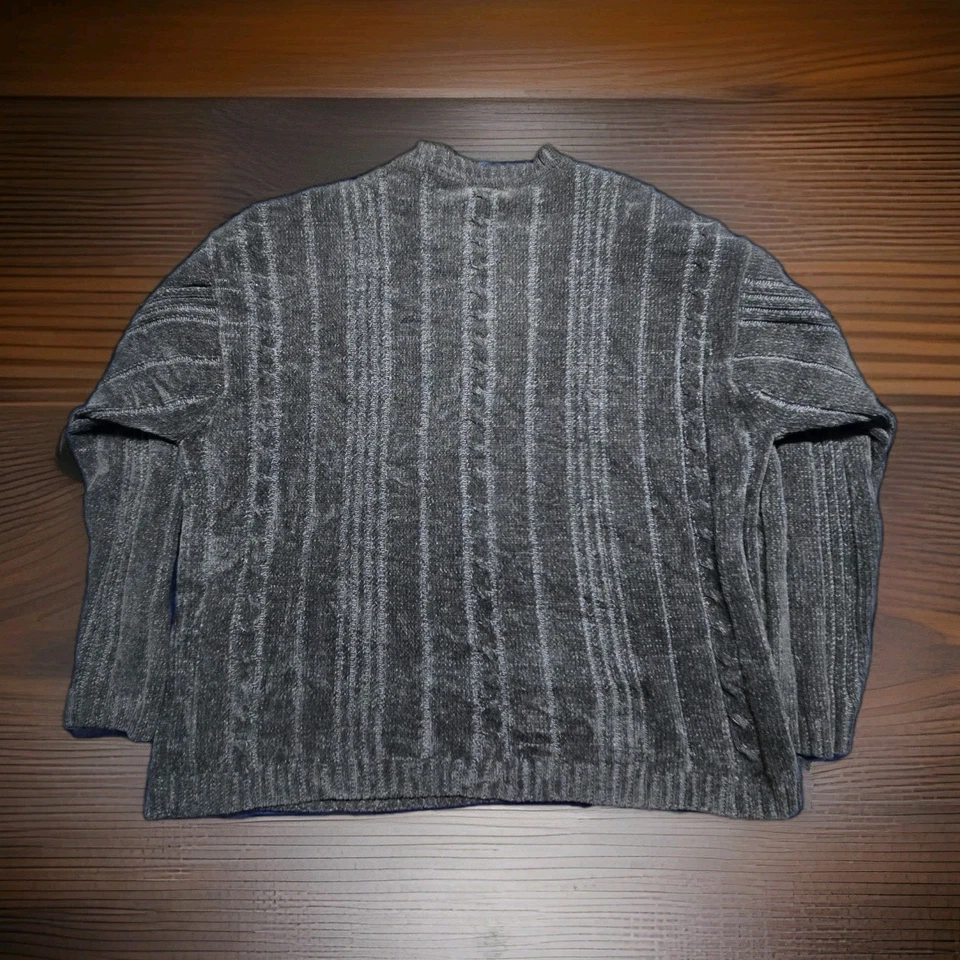 VTG 90s Trader Bay Textured Knit Sweater XL Gray Acrylic Cotton Thailand - Image 3 of 3