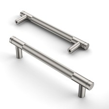 10 Pack 5 Inch 128mm Brushed Satin Nickel Cabinet Pulls Knurled Cabinet Hand...