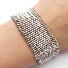 Heavy Vintage Silver 925 Flexible Mesh Bar Link Bracelet Chateau d'Argent 61g