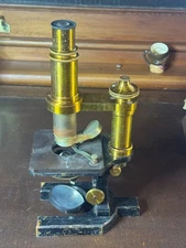 Antique Boxed 1880 Carl Zeiss Jena Microscope With Light Concentrator and Extras