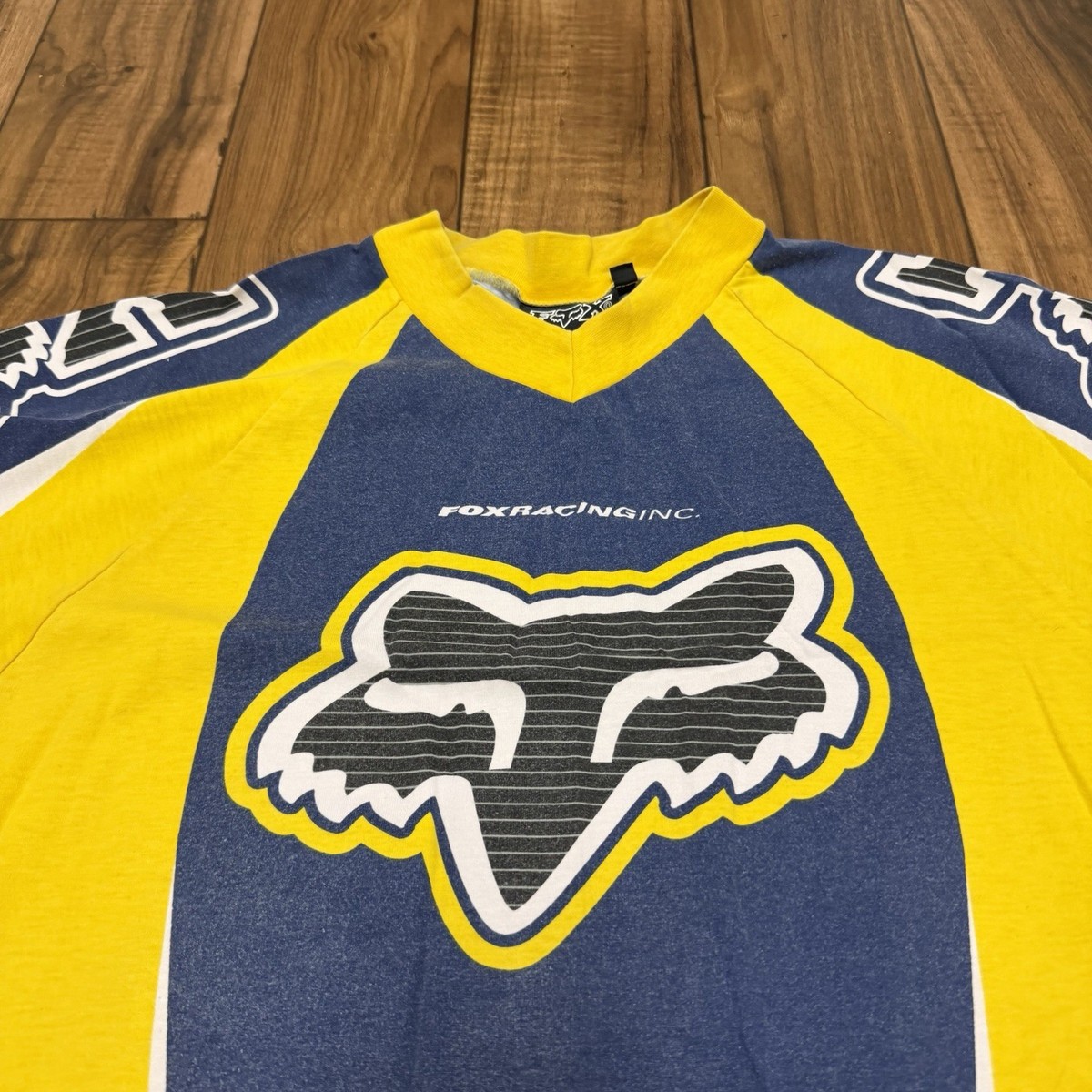 Vintage Fox Racing Motocross Moto Jersey FX Blue Yellow Dirt Bike