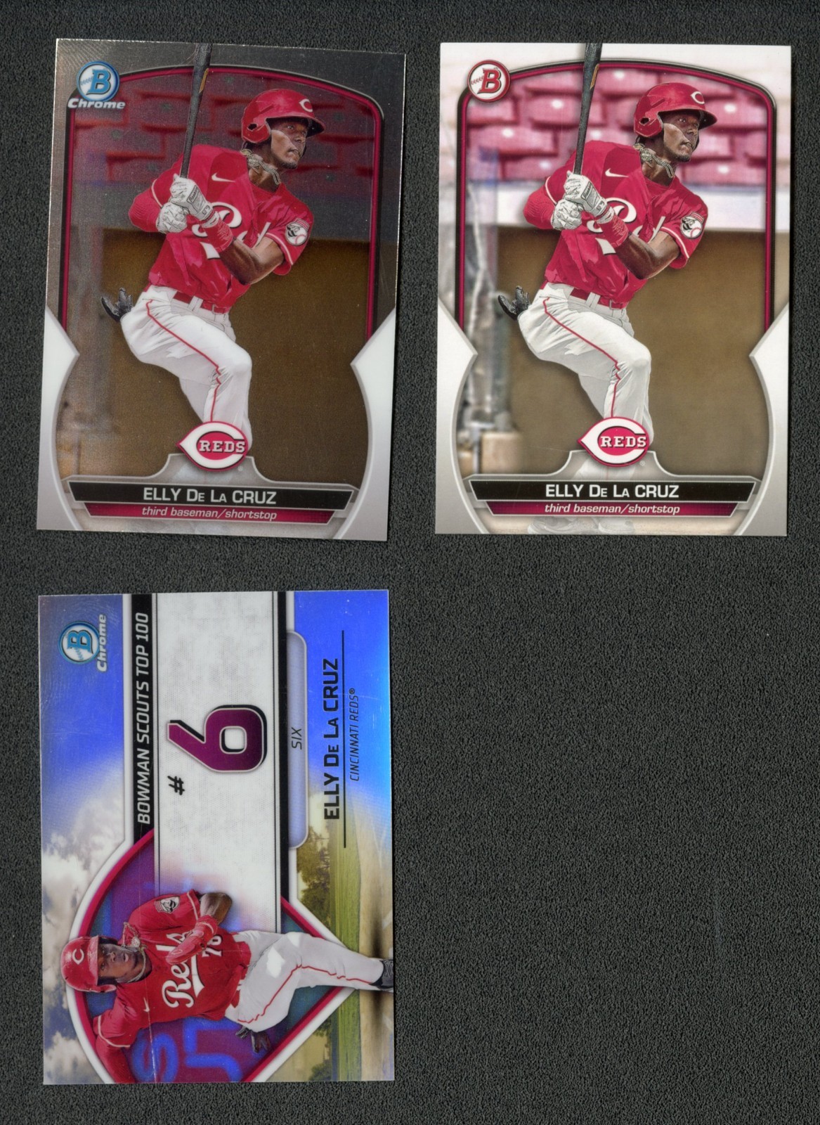 2023 Bowman MLB Lot of 3 Elly De La Cruz Rookie Inserts Chrome Reds