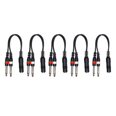 1/4 Inch Stereo TRS Female to 2 X 1/4 Inch Male Mono Y Splitter Break-Out Cab...