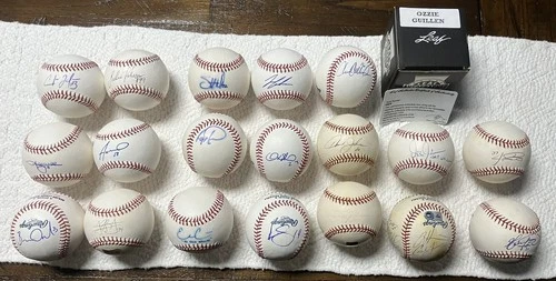 Huge Autographed Baseball Lot Of 19 MLB COA Aparicio, Guillen, HoJo, Howard ++