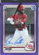 2020 Bowman #CPA-QC Quin Cotton Chrome Prospect Auto Purple Refractor #/250