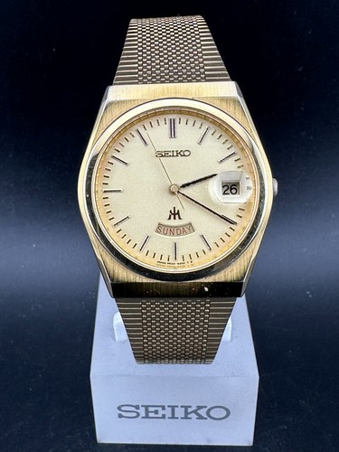 1992 Seiko Majesta Men's Day Date Gold Dial Quartz Watch 34mm 9533-6000