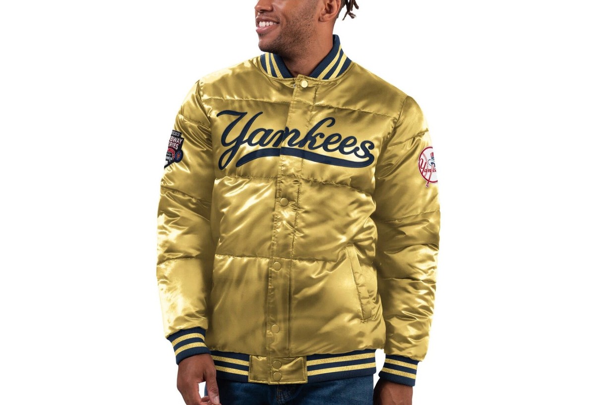 New York Yankees サテンジャケット NEW *STARTER* NEW YORK YANKEES GOLD SUBWAY SERIES SATIN VARSITY
