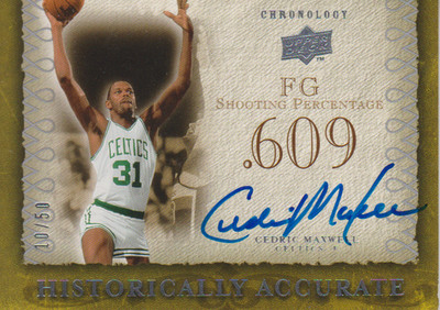 2007-08 Chronology Historically Accurate Cedric Maxwell #10/50 - Boston Celtics