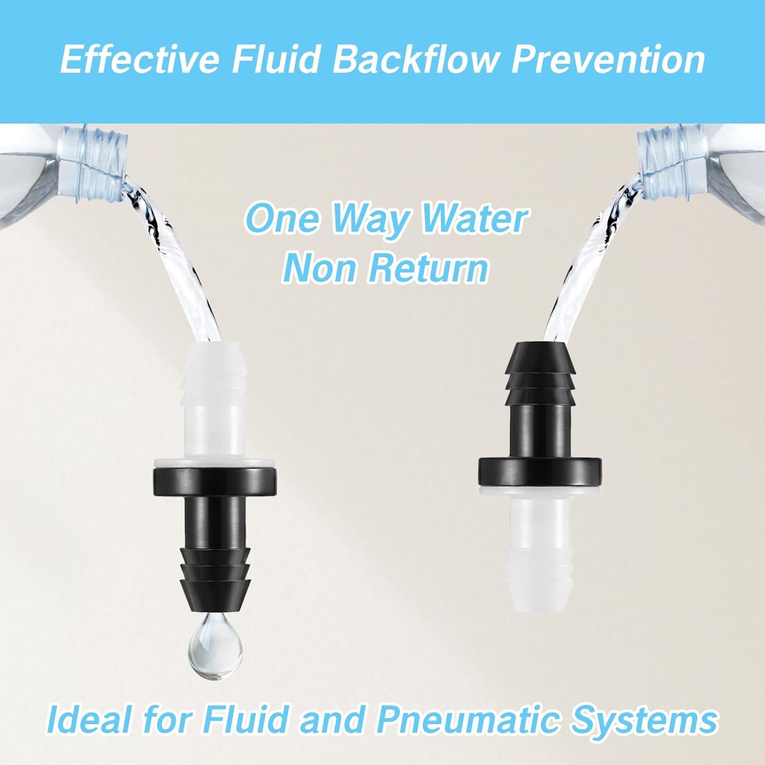 2 Pcs Check Valve 3/8 Inch Plug-in Check Valve Camis One-Way Gas Tank Valves for