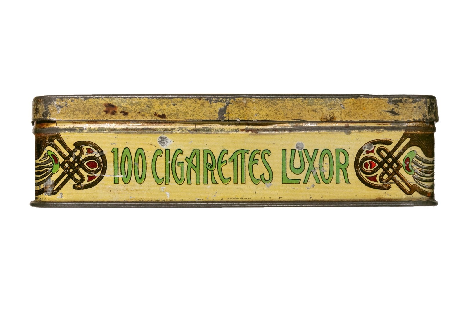 Rare 1900s Egyptian Dimitrino “Luxor" litho 100 cigarette tin in fair condition