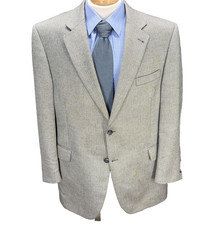 Jos A Bank Blazer 48R Gray Herringbone 55 Silk 45 Camel Signature Collection