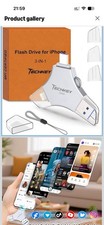 USB Flash Drive for iPhone/iPad, MFi Certified 3in1, 256GB, Silver