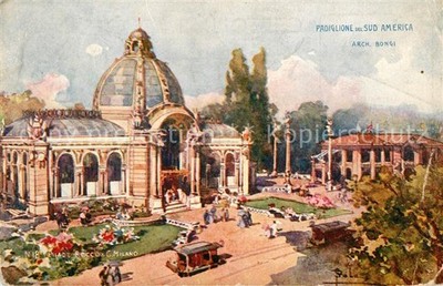 Milano Padiglione del Sud America Cartolina Officiale Esposizione Kuenstlerkarte