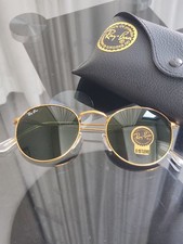 Ray-Ban RB3447 Round Metal Glod Frame Mirror Dark Green Lenses Sunglasses