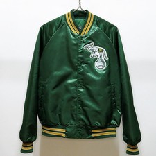 Vintage 90s MLB Oakland Athletics A's Chalk Line Satin Jacket L size Perfect