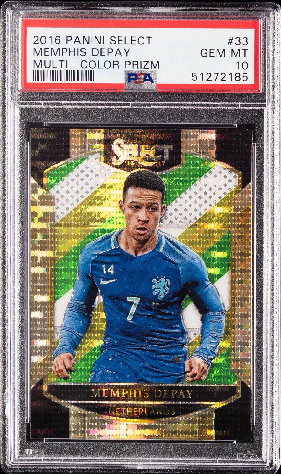 2016 PANINI SELECT MEMPHIS DEPAY MULTI-COLOR PRIZM #33 PSA 10 GEM MT view 1