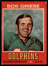 1974 Wonder Bread Football Card Bob Griese Miami Dolphins #8 VG-