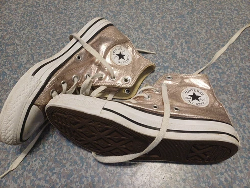 Scarpe da ginnastica alte Converse Chuck Taylor All Star oro rosa metallizzato UK4