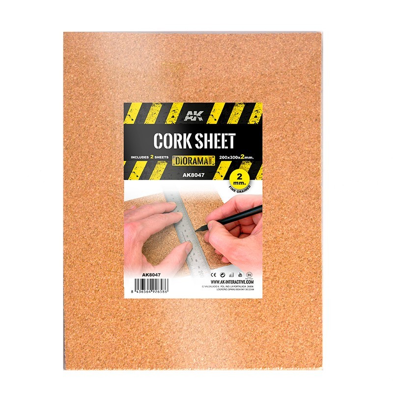 Cork Sheet 200x300x2mm - Hobby Accessories - AK Interactive - Brand New