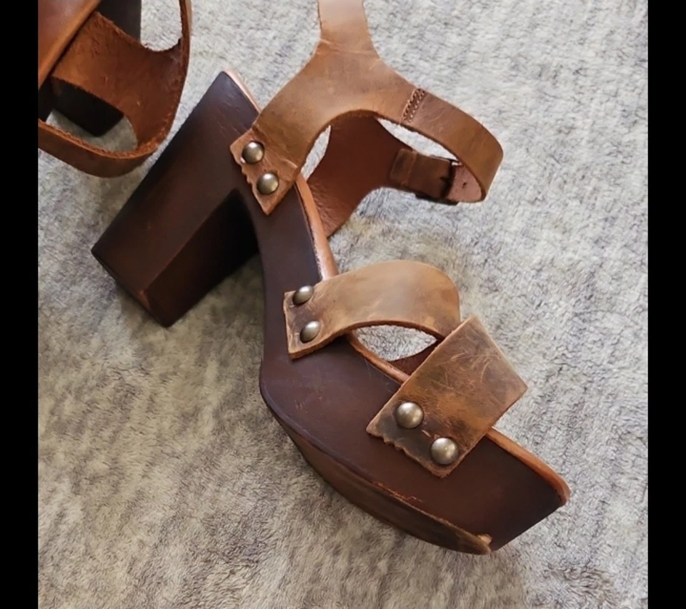 Tacones gruesos de cuero marrón Mila Paoli talla 9 para mujer Foto 4 de 4