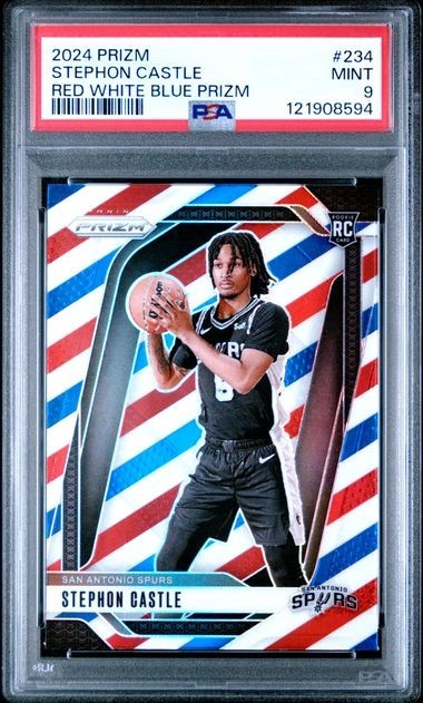 2024 PANINI PRIZM RED WHITE BLUE PRIZM #234 STEPHON CASTLE PSA 9