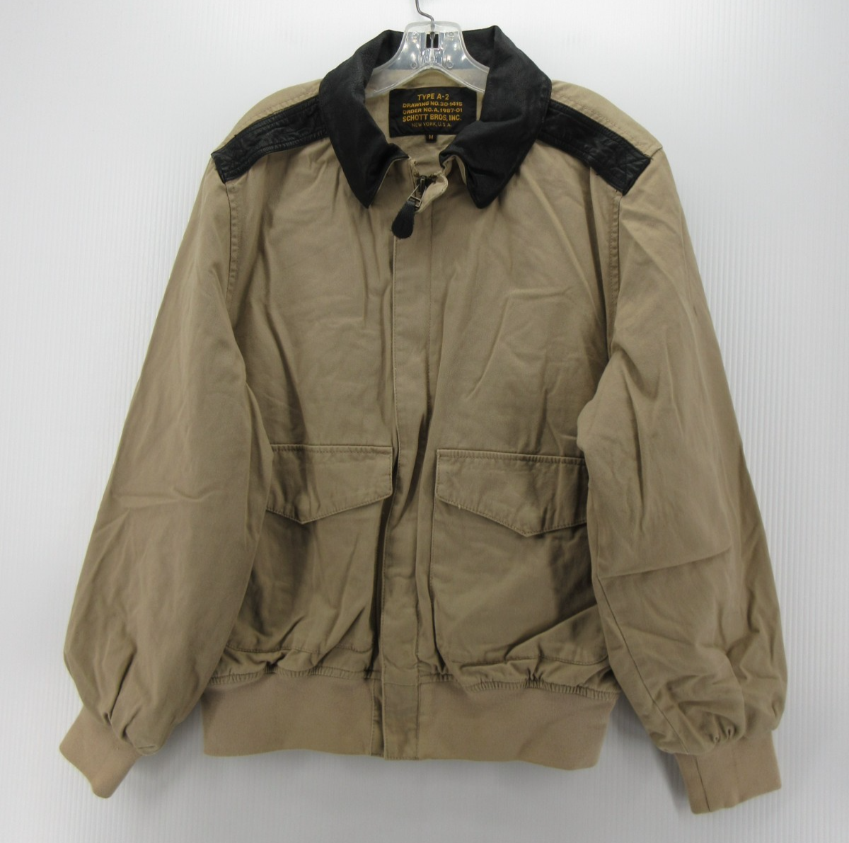 VINTAGE Schott NYC Jacket Men Medium Beige A-2 Flight Bomber
