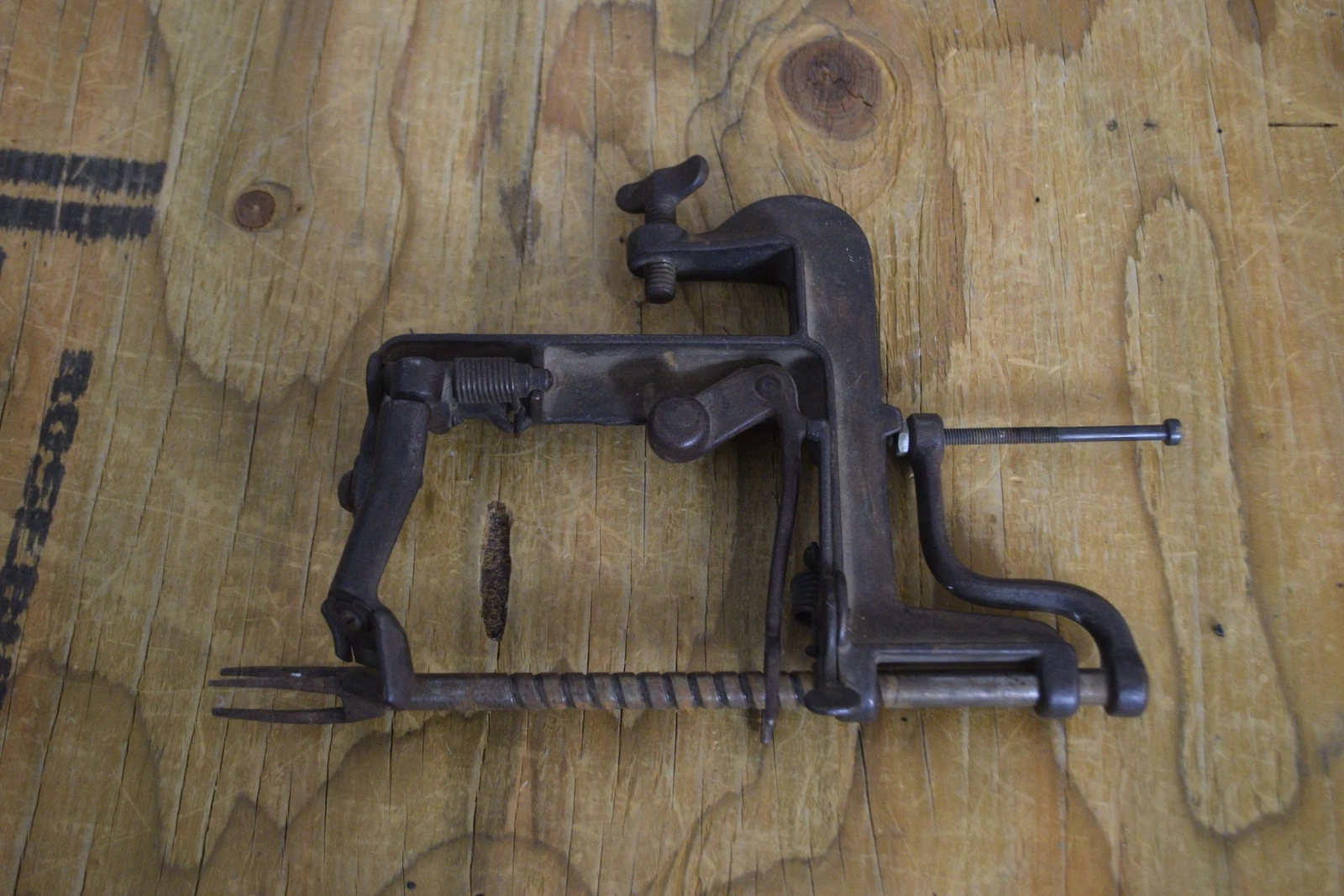 Vintage 1930s Cast Iron Apple Peeler Clamp Pat June 17 1930 Kitchen Gadget Tool
