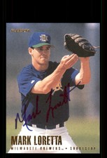 Signed Baseball Card Auto Mark Loretta 1996 Fleer #151 Milwaukee Brewers