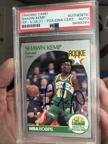 Shawn Kemp Signed 1990 NBA Hoops #279 Supersonics Rookie Basketball Card PSA