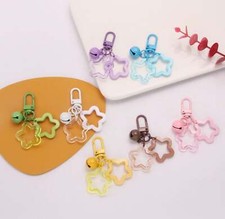 Cute Acrylic Double Star with Bell Keychain, Key ring Color Option 2
