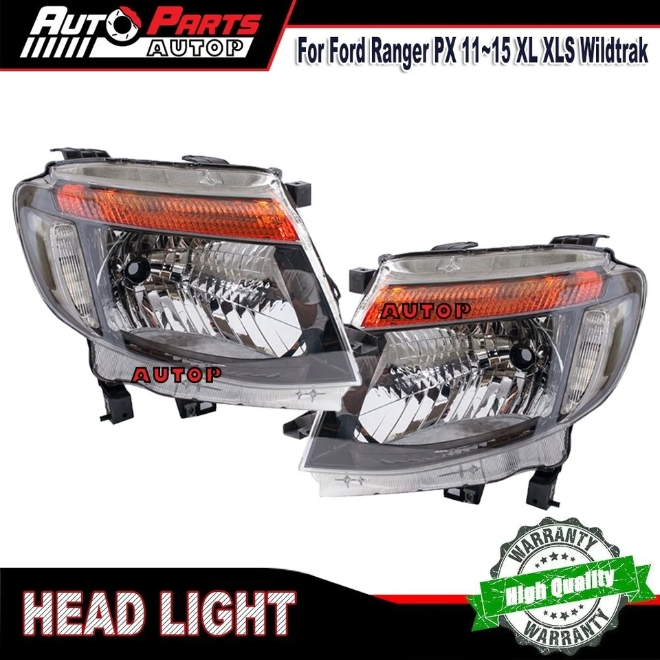 For Ford Ranger PX XL XLS Wildtrak 2011~2015 Pair Black Head Light Front Lamp - image 3 of 4
