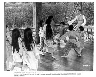 Liv Ullmann dances with children in Lost Horizon, 1973 Old Photo