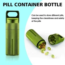 1X Mini Pill Box Case Bottle Holder Container Bottle Keychain Keyring Waterproof